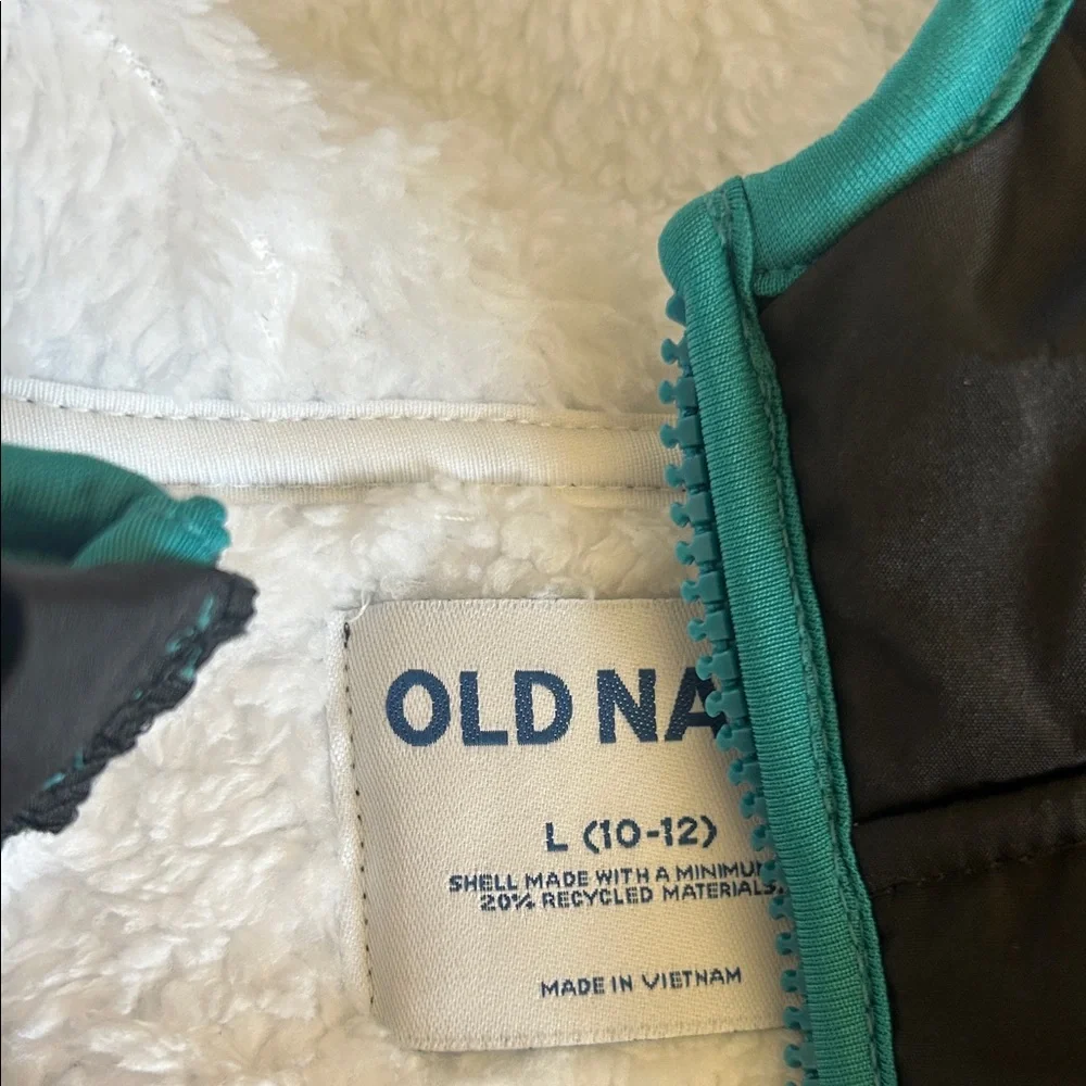 NWT Old Navy Loose Sherpa Pocket Hooded Jacket for Boys Size 10-12 Large